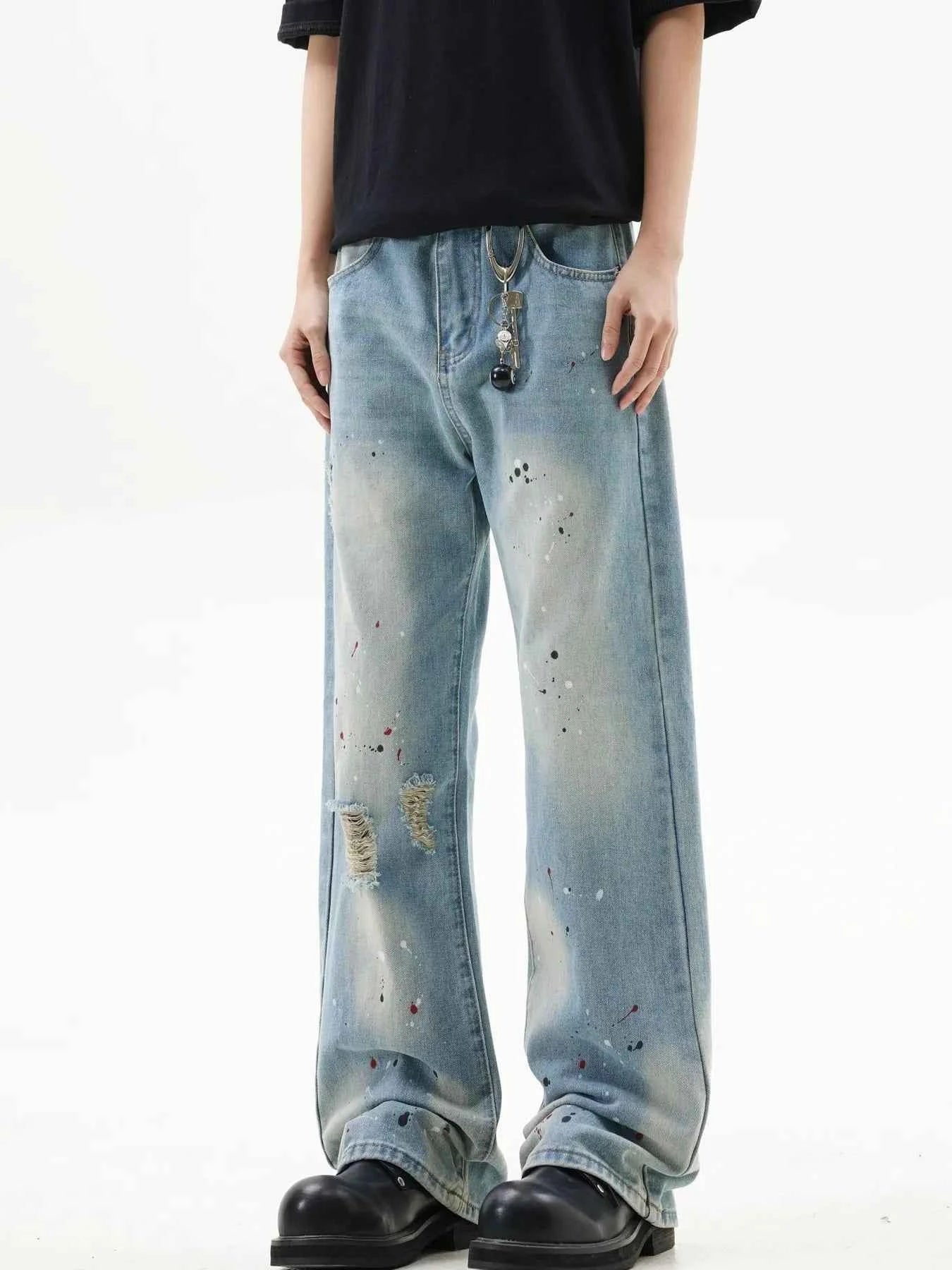 Men's Washed Distressed Bootcut Jeans